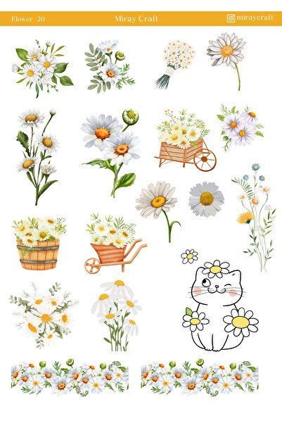 MirayDesign 1 ورقة ملصقات ذات طابع زهور مقاس 12*17 سم / سكرابوك، مجلة بوليت، مخطط، دفتر ملاحظات