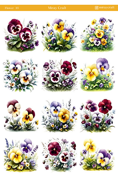 MirayDesign 1 ورقة ملصقات ذات طابع زهور مقاس 12*17 سم / سكرابوك، مجلة بوليت، مخطط، دفتر ملاحظات