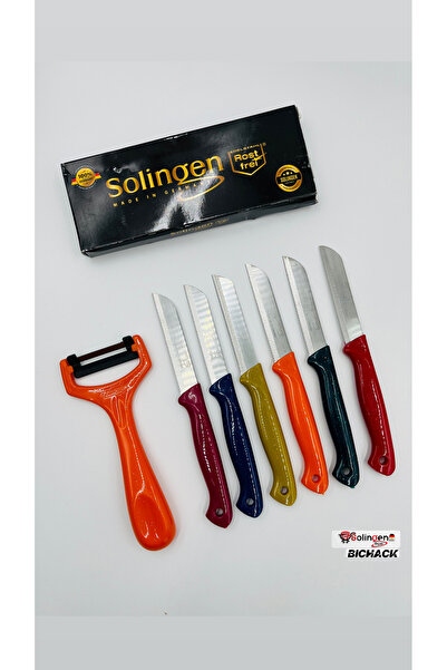 Solingen Orijinal Turuncu Sapan Soyacak Ve 6’lı Rengarenk Meyve Bıçağı