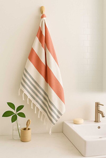 merland benvecocuk Mimoza Unisex Peshtemal Beach Towel 100X180 cm & # 37;100 Cotton Soft Red-Black