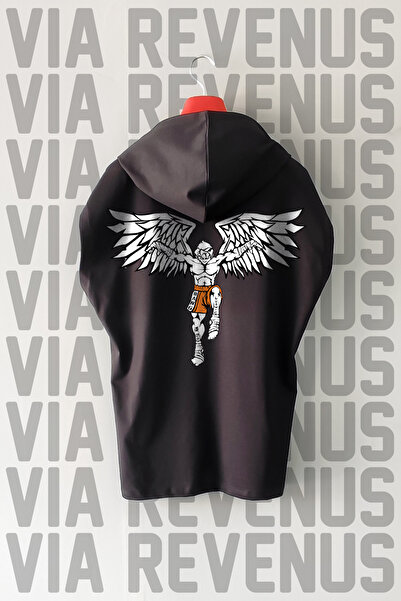 Vordevia MMA Fighter Ön ve Arka Baskılı Sıfır Kollu Kapüşonlu %100 Pamuk Spor Tshirt