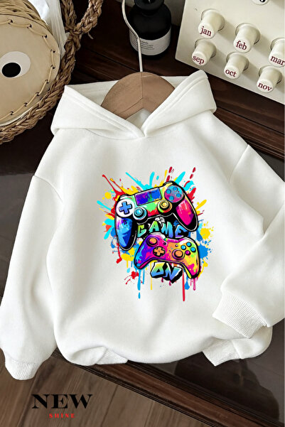 New Shine Hanorac cu glugă pentru copii cu imprimeu Game Arm