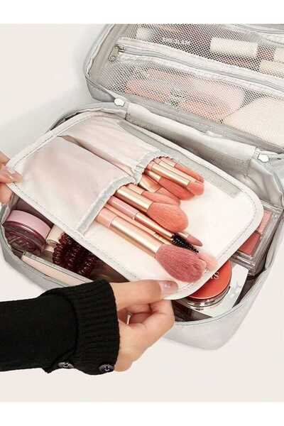 Fstyle Gray Makeup Cosmetic and Personal Essentials Organizer Bag
