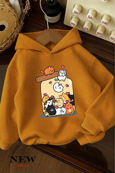 New Shine Hanorac cu glugă pentru copii cu imprimeu Kitten