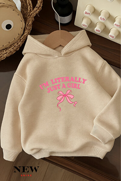 New Shine Hanorac cu glugă pentru copii cu imprimeu cu panglică