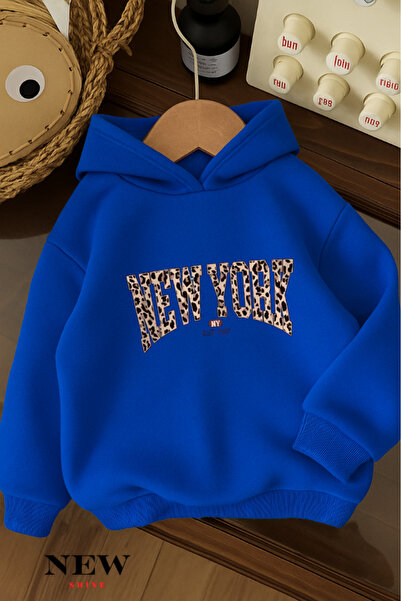 New Shine Ню Йорк печатно детско суитшърт с качулка