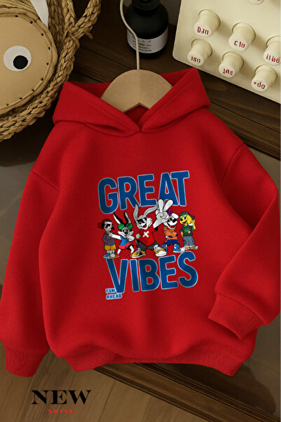 New Shine Hanorac cu glugă imprimat pentru copii cu personaje de desene animate