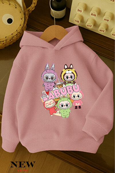 New Shine Labubu Printed Children's Hooded Sweatshirt