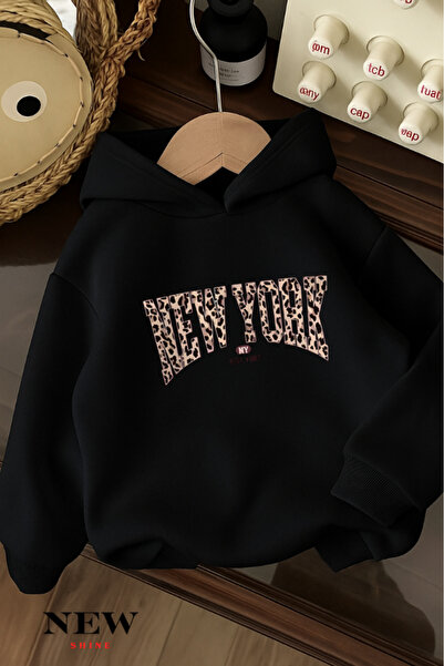 New Shine Hanorac cu glugă pentru copii cu imprimeu New York