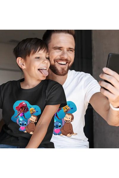 OEM Kids Boys' T-Shirt Curious George Ariel Stitch Monkey Cartoons