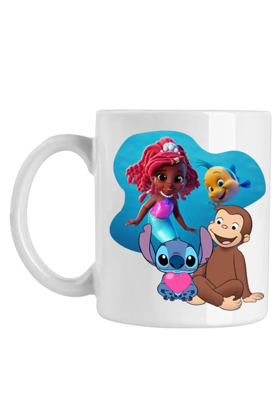 OEM Curious George Mug Ariel Stitch Monkey Cartoons