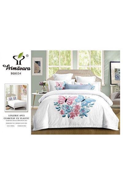 FIONNA.RO Lenjerie Din Bumbac Tip Finet Premium Cu Elastic - Fluturasi Bleu S...