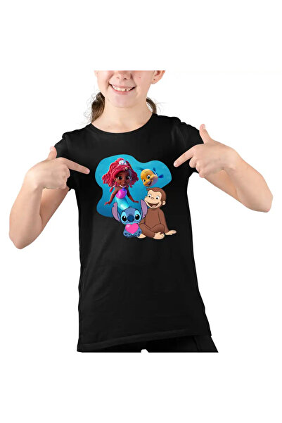 OEM Tricou Copii Fete Curiosul George Ariel Stitch Maimuta Desene