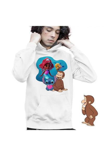 OEM Kids Sweatshirt Boys Curious George Ariel Stitch Monkey Cartoons