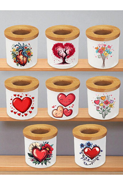 lili hediyelik Suport pentru stilouri de birou din 8 piese cu imprimeu inimă ...