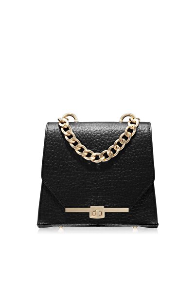 Zea Geanta Dama Mini Chain Piele Naturala Black