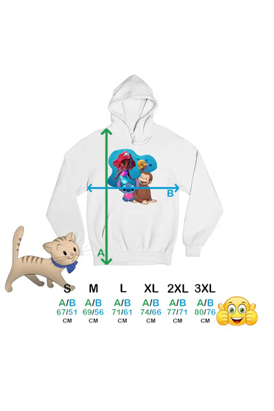 OEM Men's Sweatshirt Curious George Ariel Stitch Monkey Cartoon