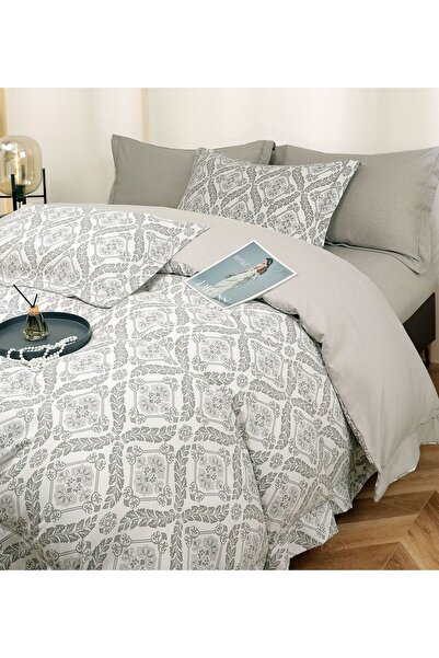 FIONNA.RO Lenjerie Din Bumbac Tip Finet PREMIUM Luxury Cu Elastic - Gri Royal