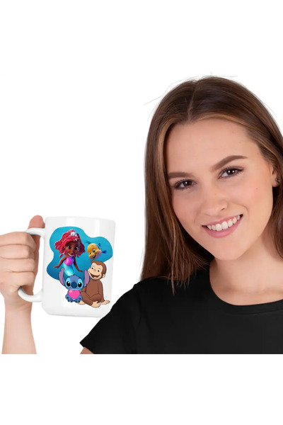 OEM Curious George Mug Ariel Stitch Monkey Cartoons