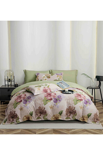 FIONNA.RO Lenjerie Din Bumbac Tip Finet PREMIUM Luxury Cu Elastic - Flori Mul...