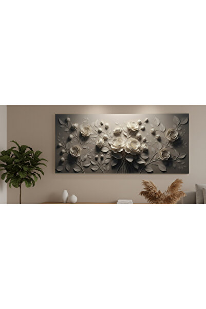 hollywest 3D Efektli Çiçekli Kanvas Tablo | Çiçek Efektli Duvar Dekoru Salon ve Yatak OdasıTablo