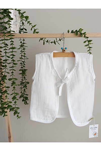 PURE BABY NATURA سترة أطفال من الموسلين العضوي، سترة بيضاء للأطفال الذكور