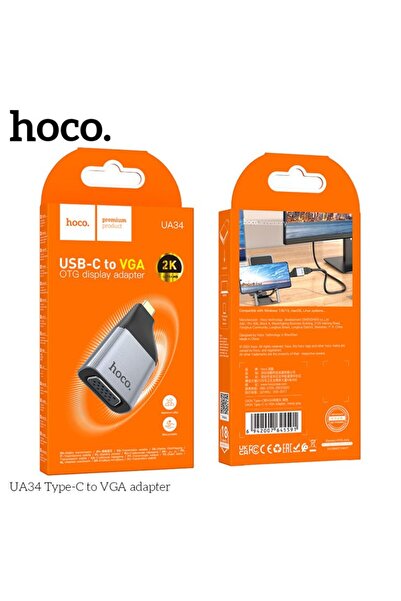 REDz Accessories Μετατροπέας Type-C σε VGA, Hoco UA34, ανάλυση 60Hz/2K, μαύρο