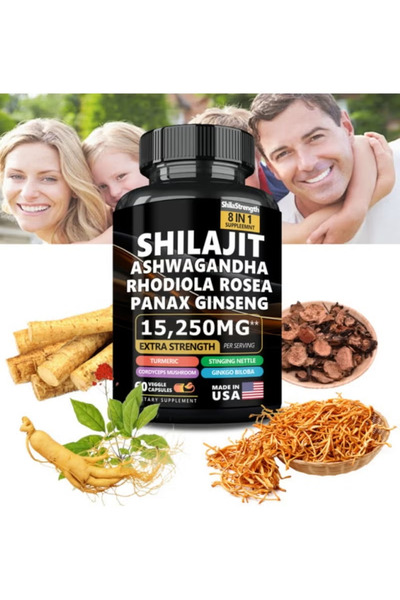 Shilajit RX 9000 مجم شيلاجيت الهيمالايا النقي، 2000 مجم اشواغاندا معزز للطاقة