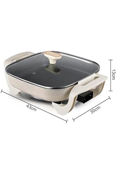 Generic Electric Frying Pan Non-Stick, Multi-Function Cooker with 500W/1000W Power, Steamer, Portable Electr