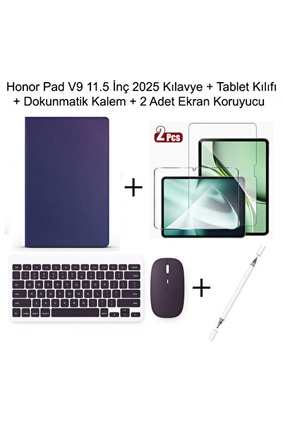 Yesnıce Honor Pad V9 11.5 İnç 2025 Uyumlu Standlı Kılıf Dokunmatik Kalem Ve Klavye Set