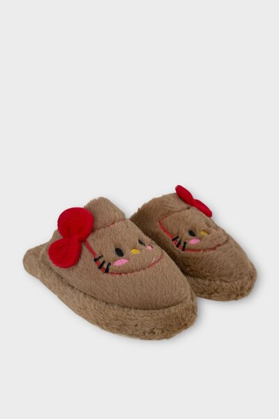 Liger Ζεστές χειμερινές γυναικείες παντόφλες για το σπίτι με φιγούρα HelloKitty ΚΑΦΕ-ΚΟΚΚΙΝΟ
