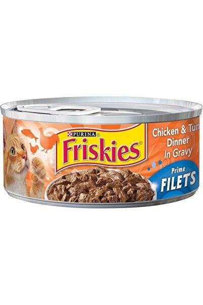 Friskies طعام القطط المعلب بورينا برايم فيليه دجاج وتونة في المرق، 5.5 أونصة (24 علبة)