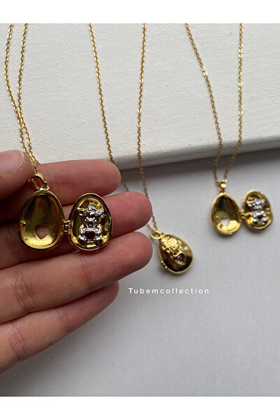 COLLECTİON Kapaklı içinden ayıcık çıkan çelik kolye