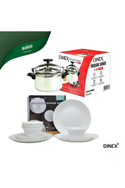 Dinex قدر ضغط 3 لتر + طقم عشاء أوبال (12 قطعة)