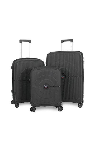 Mnuk PREMIO Set of 3 Luggage with Anti-Theft Zipper, TSA Lock, PP Material| Size 28/24/20- Black