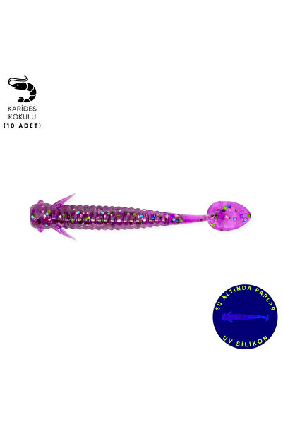 Asyaink Karides Kokulu UV Silikon Kurt Yem - 1 gram - 50mm - Fishack Wormix -...