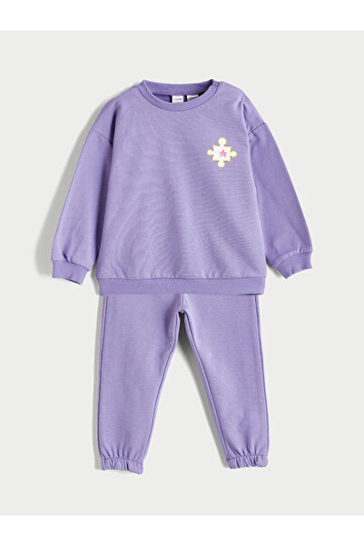 LC Waikiki Crew Neck Printed Baby Girl Pajamas