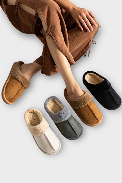 Liger Kadın İçi Yünlü Sıcak Tutan Kışlık Ev Terliği TABA