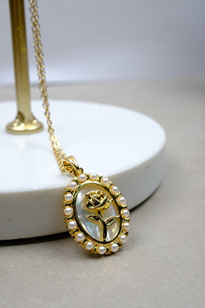 Zalifra قلادة روز موديل أنيقة وراقية من الفولاذ الذهبي