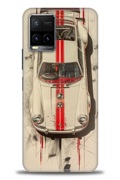 Rulet Aksesuar جراب سيليكون متوافق مع هاتف Vivo Y33S HD مطبوع + واقي شاشة سير...