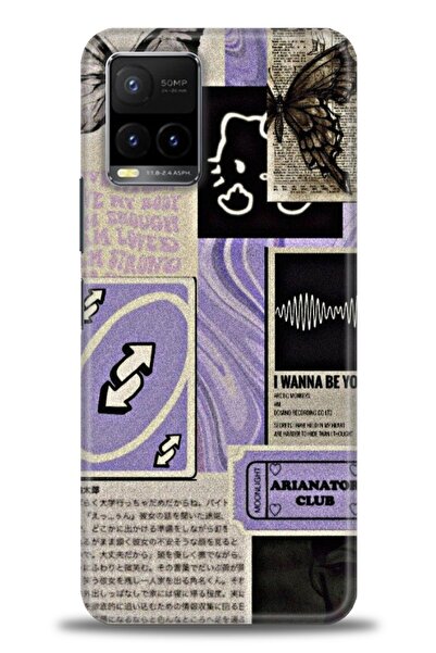 Rulet Aksesuar جراب سيليكون متوافق مع هاتف Vivo Y33S HD مطبوع + واقي شاشة سير...