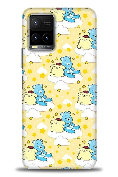 Rulet Aksesuar جراب سيليكون متوافق مع هاتف Vivo Y33S HD مطبوع + واقي شاشة سير...