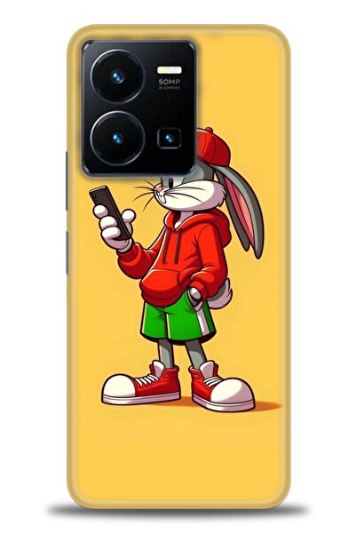 Rulet Aksesuar جراب سيليكون متوافق مع هاتف Vivo Y35 HD مطبوع + واقي شاشة سيرا...