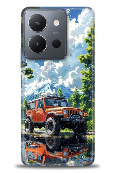 Rulet Aksesuar جراب سيليكون متوافق مع هاتف Vivo Y36 HD مطبوع + واقي شاشة سيرا...