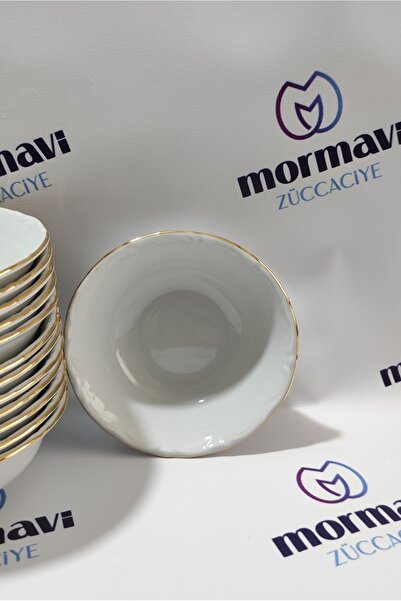 Porland Porcelain Gold Gilt 12 Pieces 13 cm Small Soup Bowl (1 Piece Napoli Knife as a Gift)