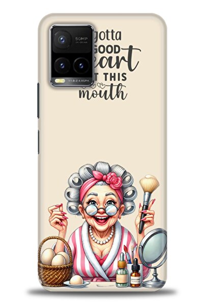 Rulet Aksesuar جراب سيليكون متوافق مع هاتف Vivo Y32 HD مطبوع + واقي شاشة سيرا...