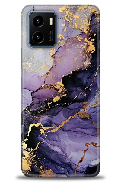 Rulet Aksesuar جراب سيليكون متوافق مع هاتف Vivo Y15S HD مطبوع + واقي شاشة سير...