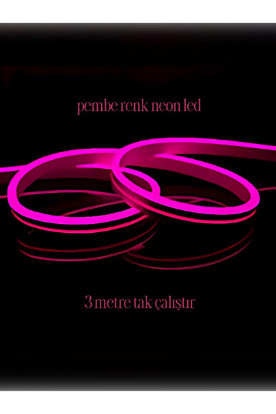 evkahome Pembe Renk Neon Led Tak Çalıştır - 1-2-3 Metre Neon Şerit Led Esnek ...