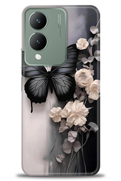 Rulet Aksesuar جراب سيليكون متوافق مع هاتف Vivo Y17S HD مطبوع + واقي شاشة سير...