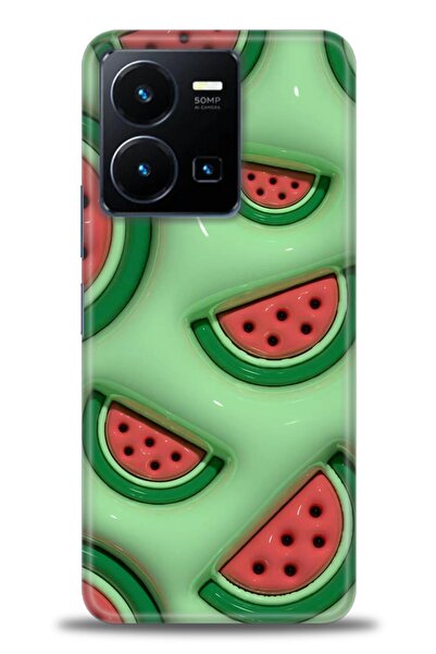 Rulet Aksesuar جراب سيليكون متوافق مع هاتف Vivo Y35 HD مطبوع + واقي شاشة سيرا...